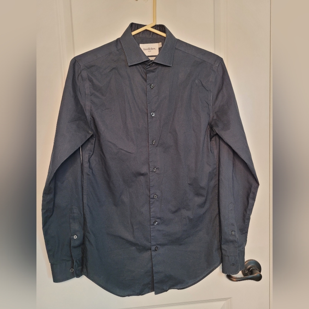 Goodfellow & Co Black Button Up Long Sleeve Dress Shirt Mens S Standard Fit